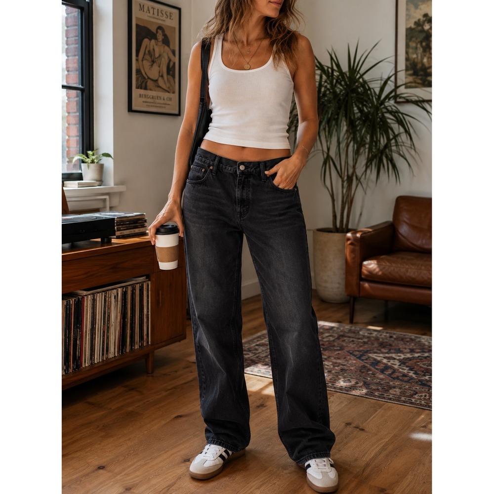 Madewell Low Slung Straight Denim Jeans Womens 33 Faded Black